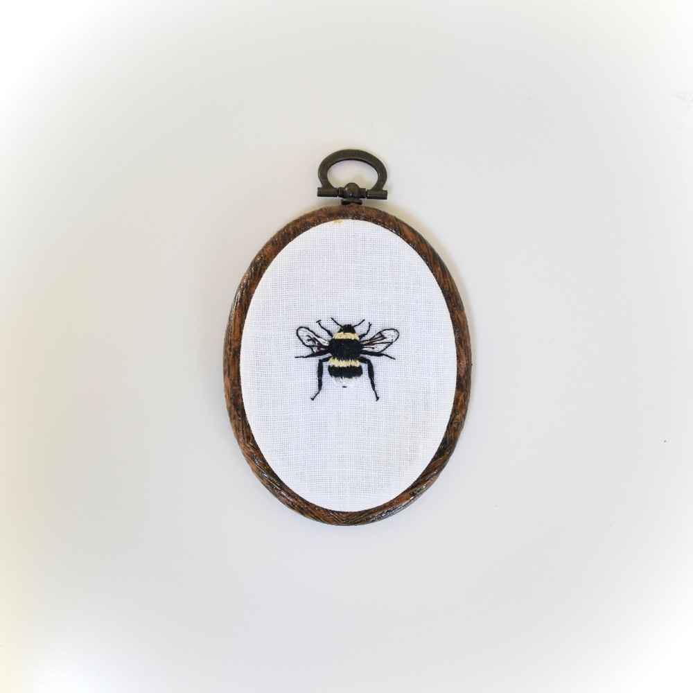 Bumble Bee Hoop Hand-stitched Embroidery Art